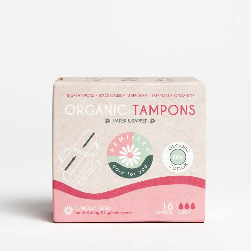 Femieko ekologiska tamponger i förpackning
