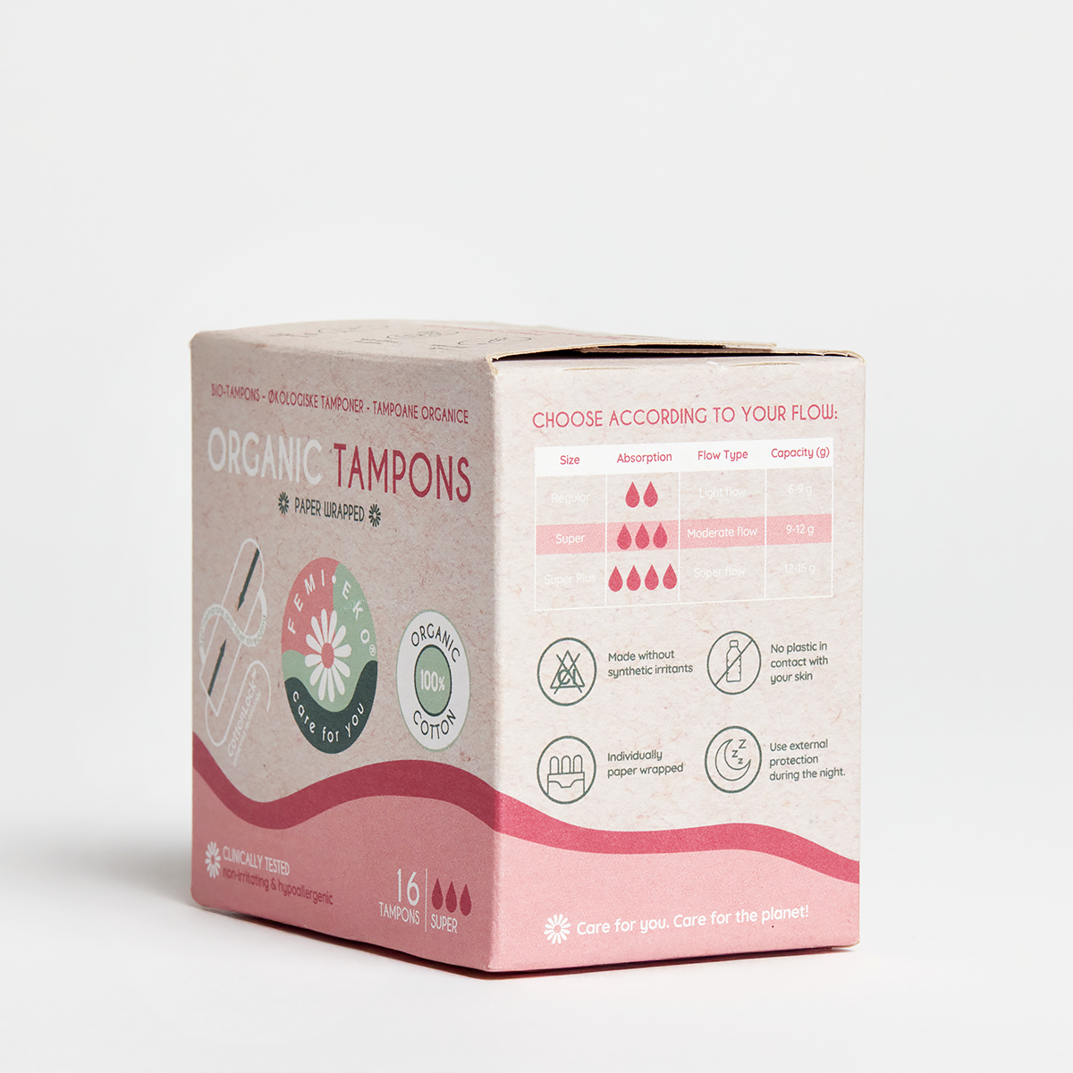 Tamponger i ekologisk bomull | Super | 16 st