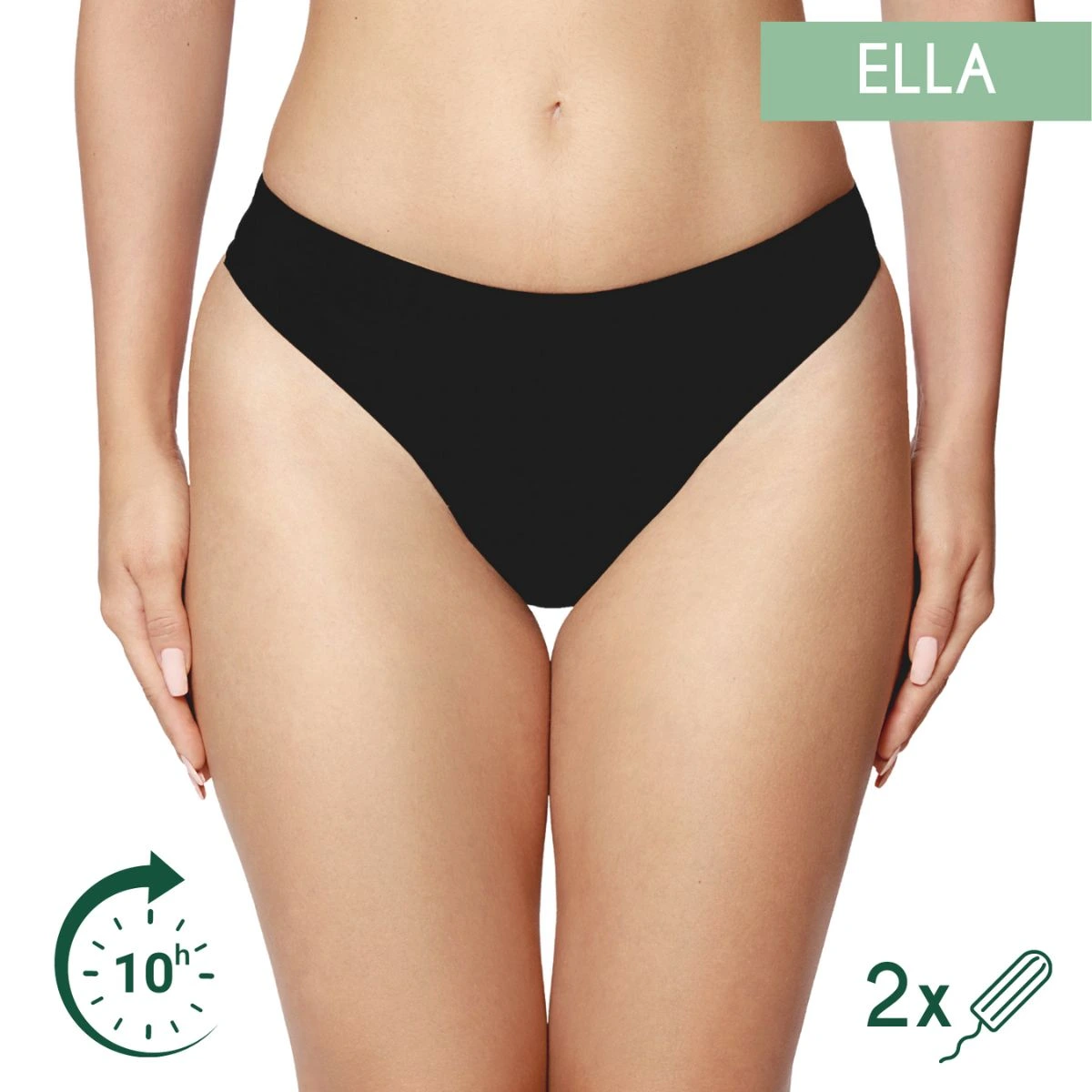 Ella Menstruationstrusser, Gstring, Sort